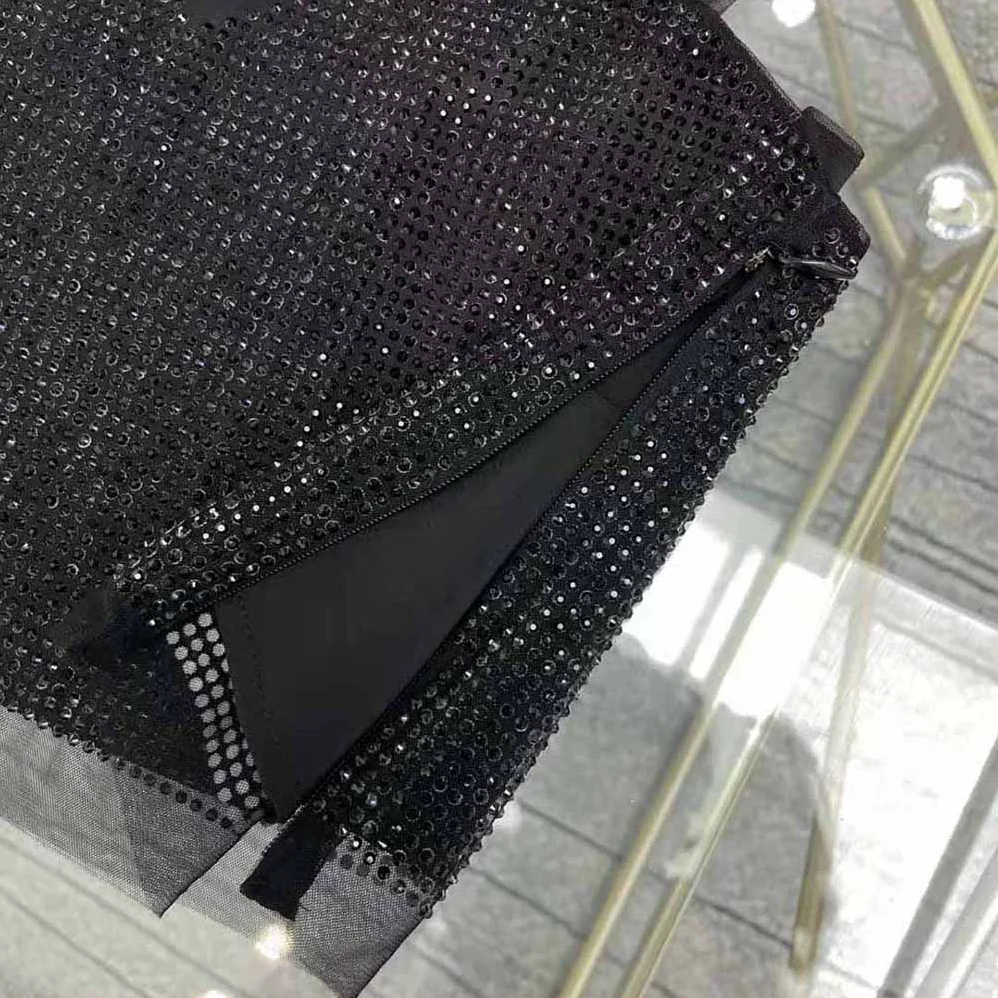 Prada Tulle Crop Top with Crystals for Women in Black Prada Tulle Crop Top with Crystals for Women in Black