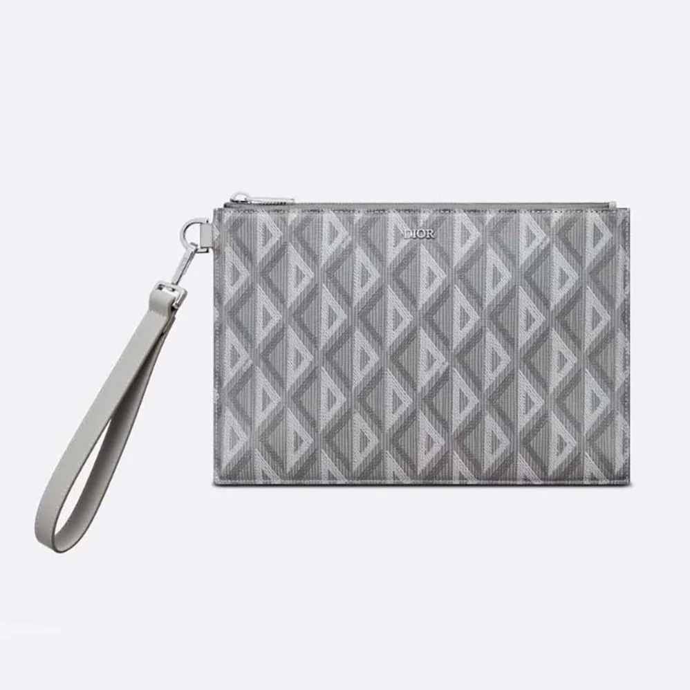 Dior A5 Pouch Dior Gray CD Diamond Canvas for Men