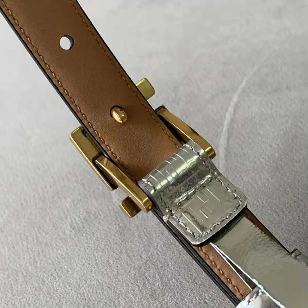 Fendi FF Belt Silver Leather-8C0648AQ1VF04TX for Women Fendi FF Belt Silver Leather-8C0648AQ1VF04TX for Women