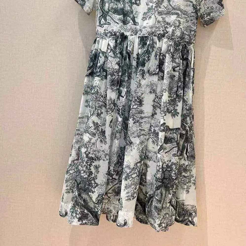 Dior Mid-Length Shirt Dress White and Navy Blue Toile de Jouy Cotton Voile for Women Dior Mid-Length Shirt Dress White and Navy Blue Toile de Jouy Cotton Voile for Women