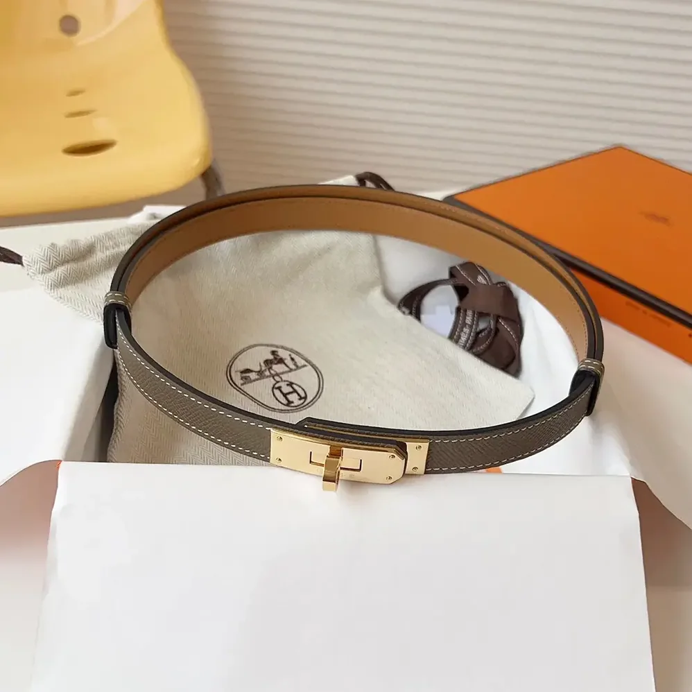 Hermes Kelly 18 Belt for Women in Grey