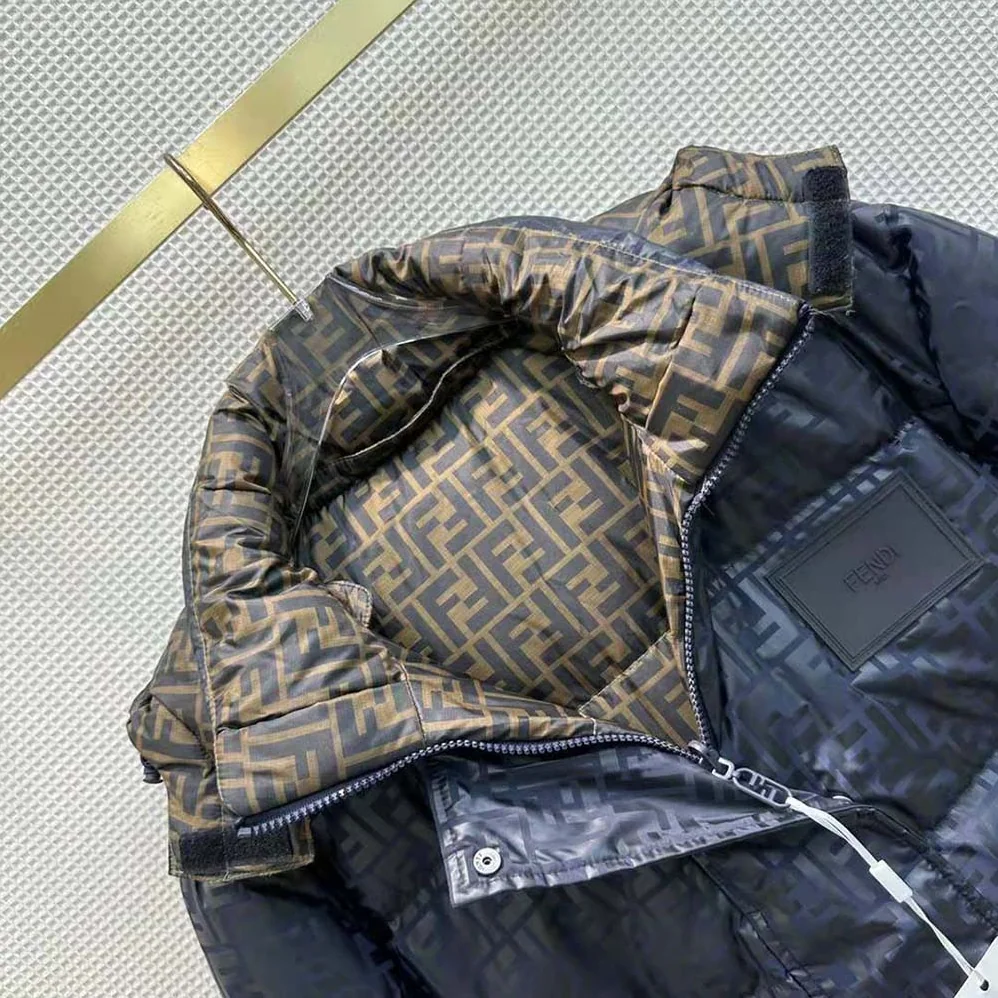 Fendi Down Jacket Blue FF Tech Fabric Down Jacket for Women Fendi Down Jacket Blue FF Tech Fabric Down Jacket for Women