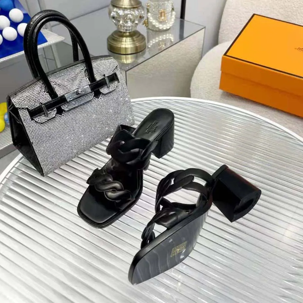Hermes Gaby 60 Sandal in 6 cm High Heel for Women in Black