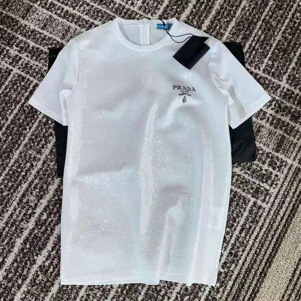 Prada Embroidered Cotton T-shirt for Women in White