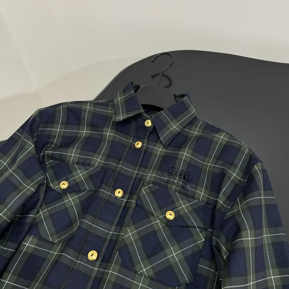 Miu Miu Plaid Shirt with Embroidered logo for Women Miu Miu Plaid Shirt with Embroidered logo for Women