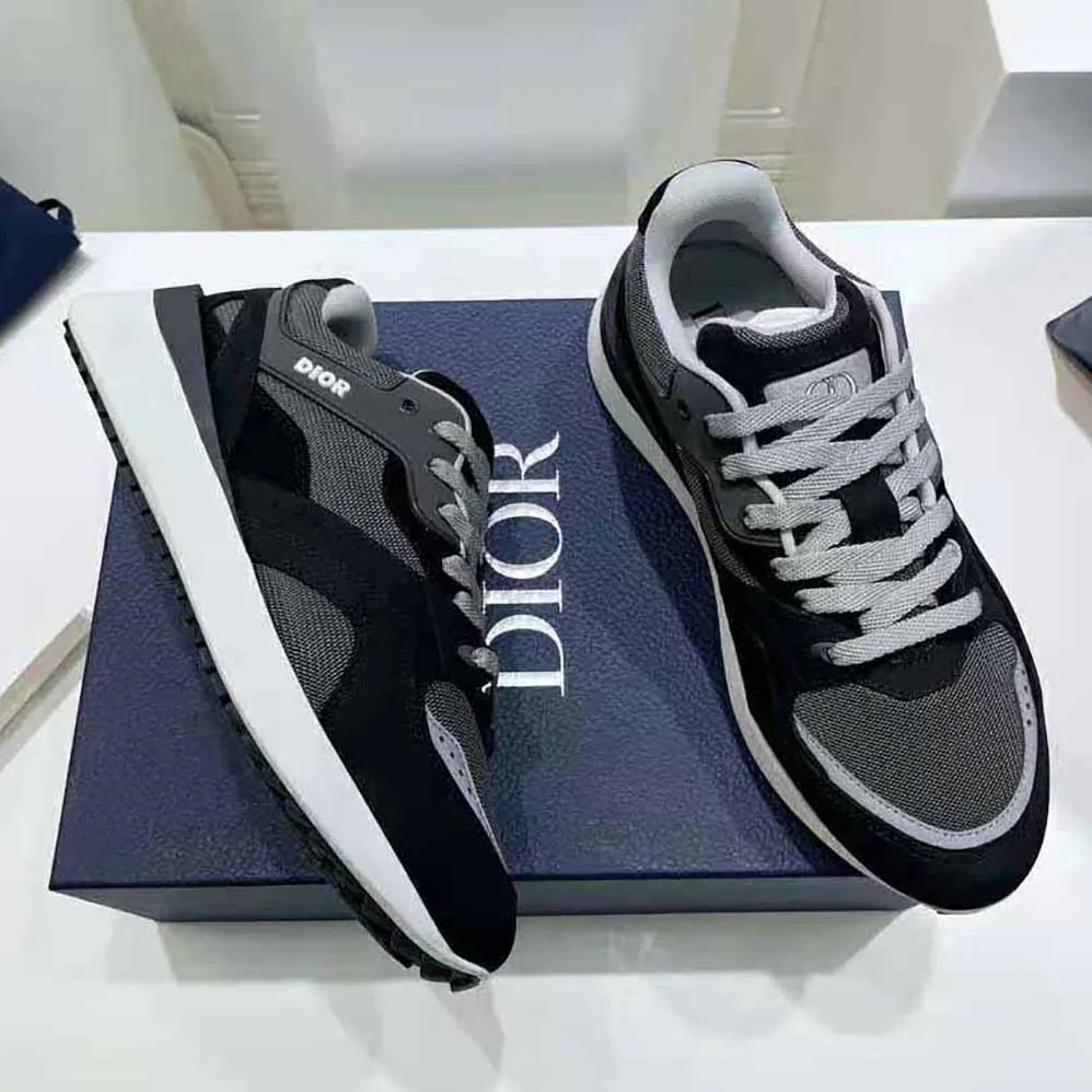 Dior B29 Sneaker Gray Technical Mesh Black Suede and Smooth Calfskin for Men Dior B29 Sneaker Gray Technical Mesh Black Suede and Smooth Calfskin for Men