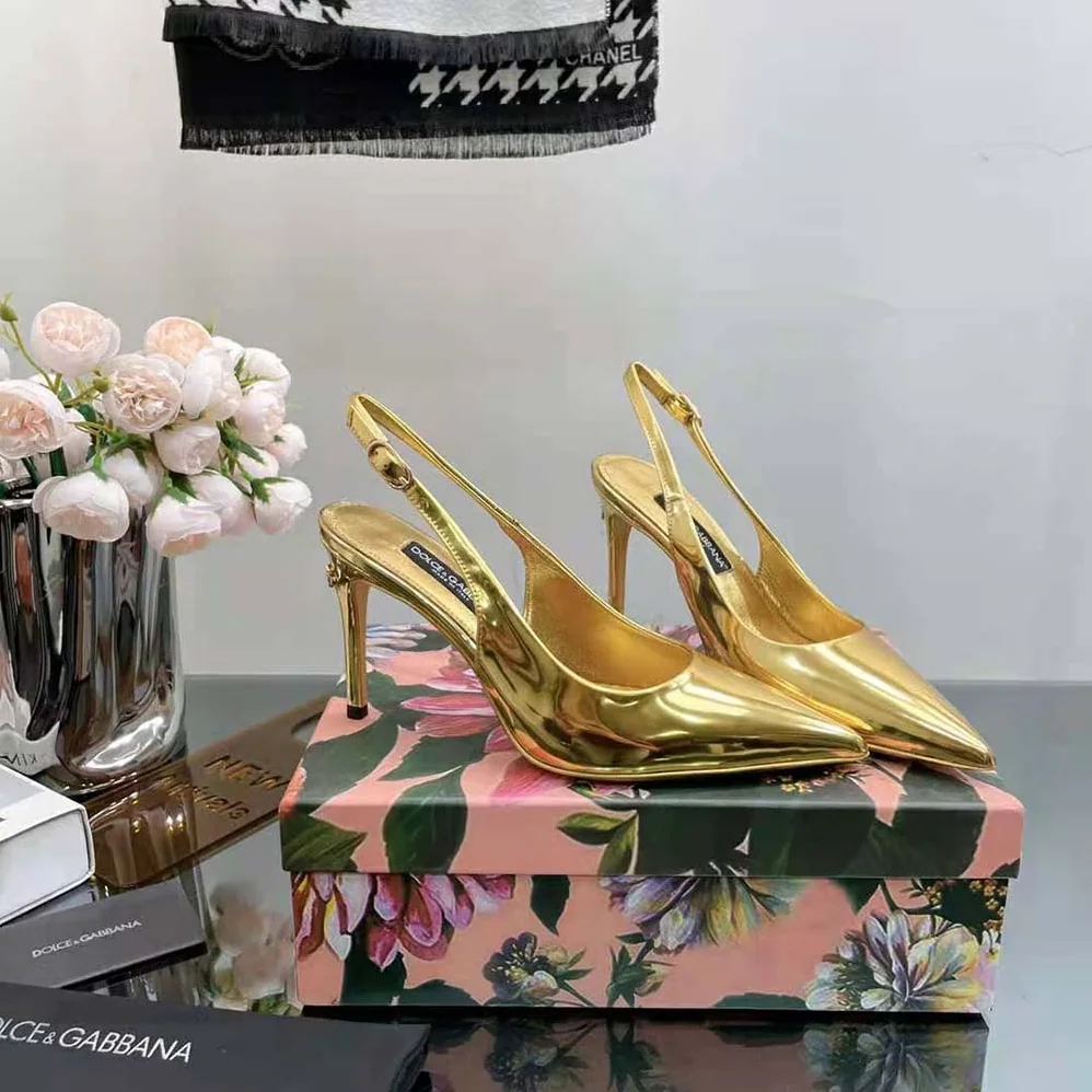 Dolce Gabbana D&G Mirrored for Women in Effect Calfskin Slingbacks