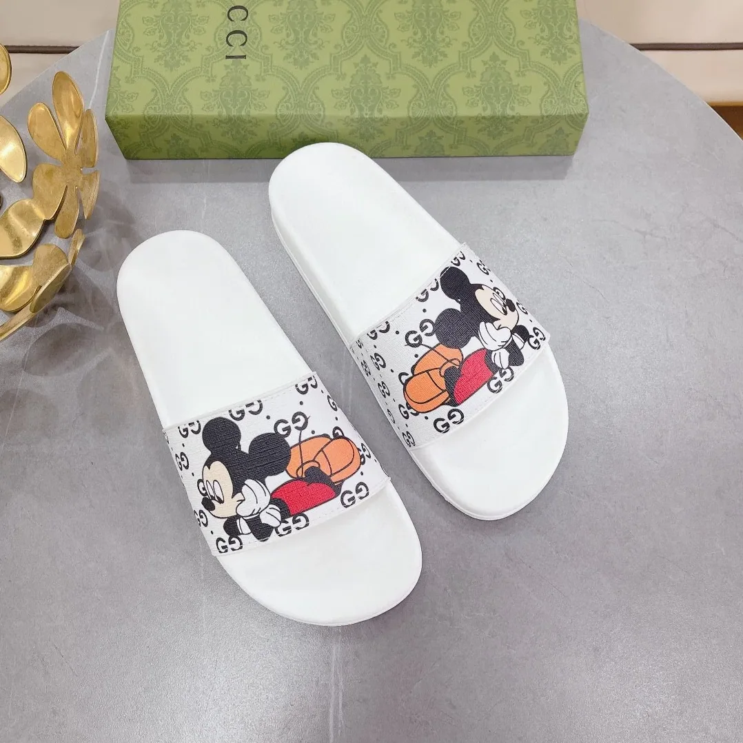 Gucci GG Slide Sandal With Mickey Mouse White for Women Gucci GG Slide Sandal With Mickey Mouse White for Women