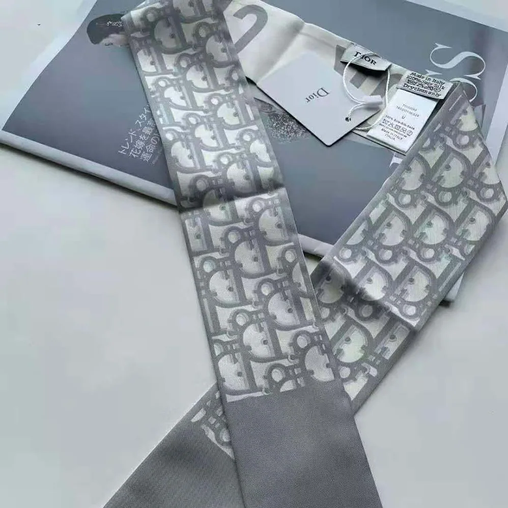 Dior Oblique Mitzah Scarf Gray Silk Twill for Women Dior Oblique Mitzah Scarf Gray Silk Twill for Women