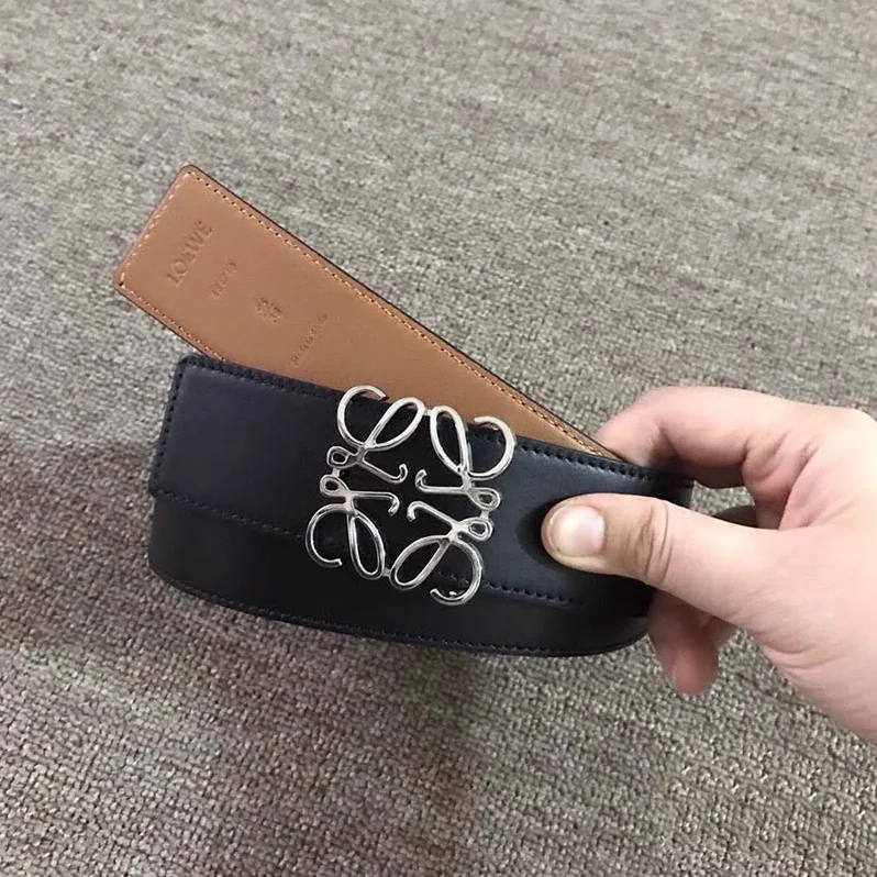 Loewe Anagram Belt 3.2Cm Black for Men in Tan/Palladium Loewe Anagram Belt 3.2Cm Black for Men in Tan/Palladium