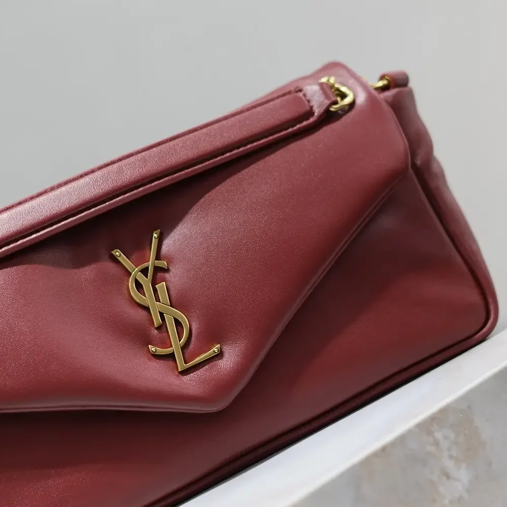 Saint Laurent YSL Calypso Small in Shiny Leather for Women in Maroon