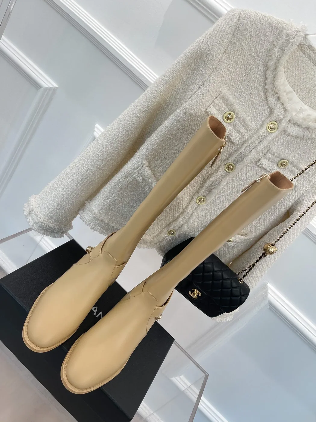 Chanel Ankle Boots With Chain Beige / Chanel Ankle Boots With Chain Beige /