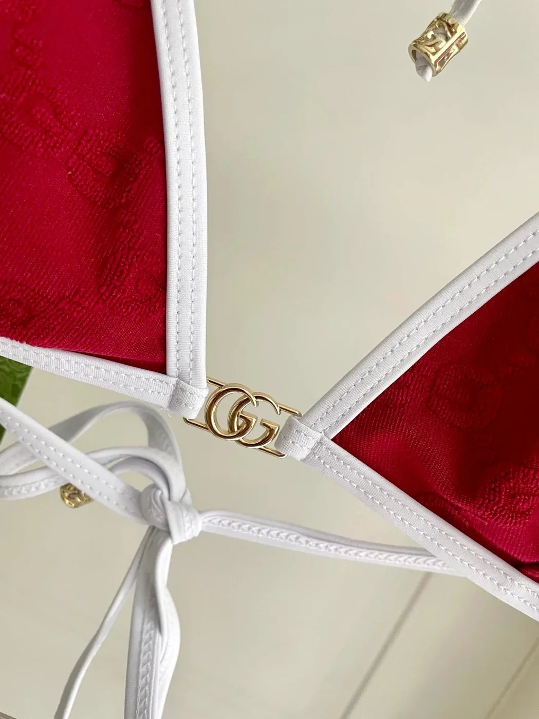 Gucci GG Jacquard Triangle Bikini Red Gucci GG Jacquard Triangle Bikini Red
