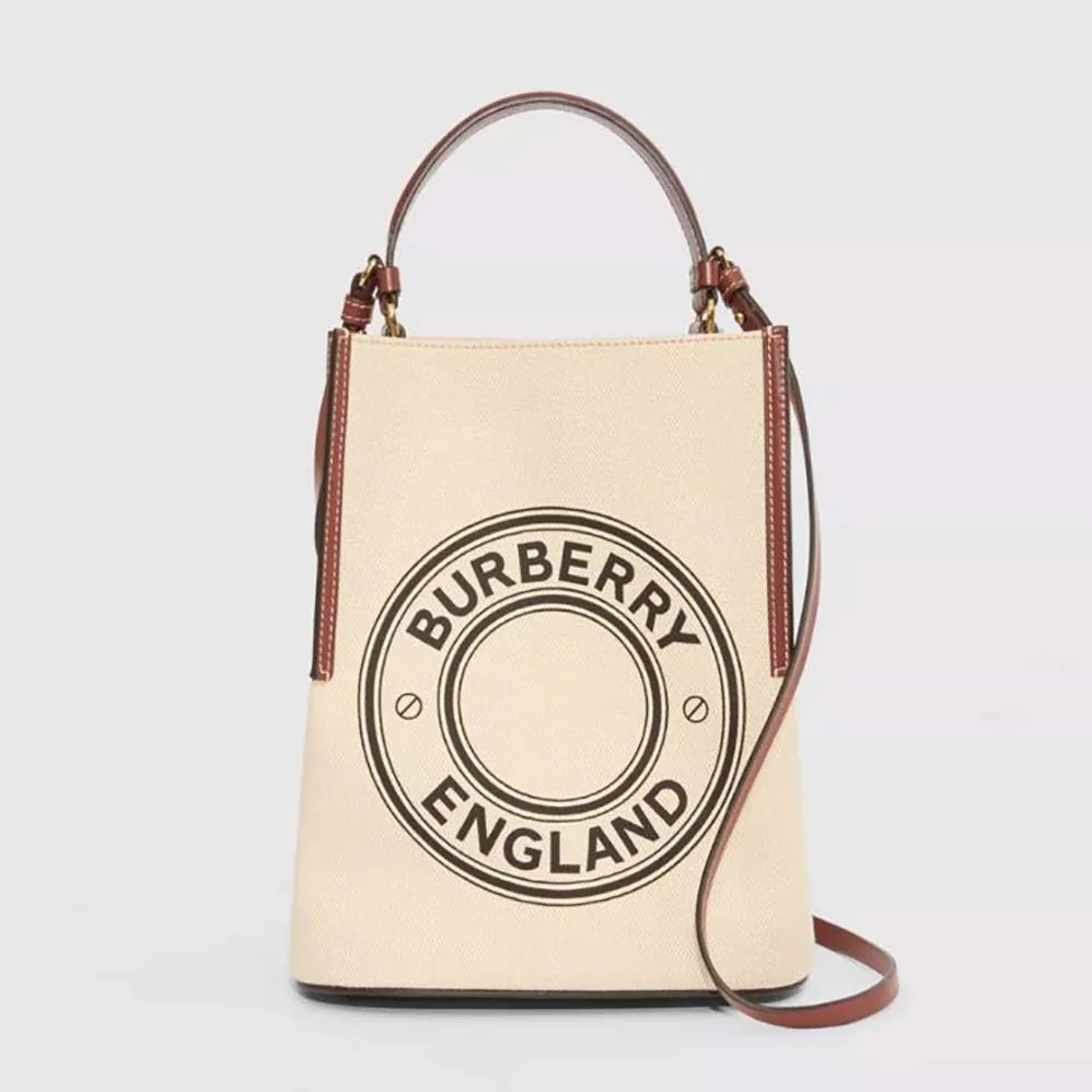 Burberry Small Logo Graphic Cotton Canvas Peggy Bucket Bag for Women Burberry Small Logo Graphic Cotton Canvas Peggy Bucket Bag for Women