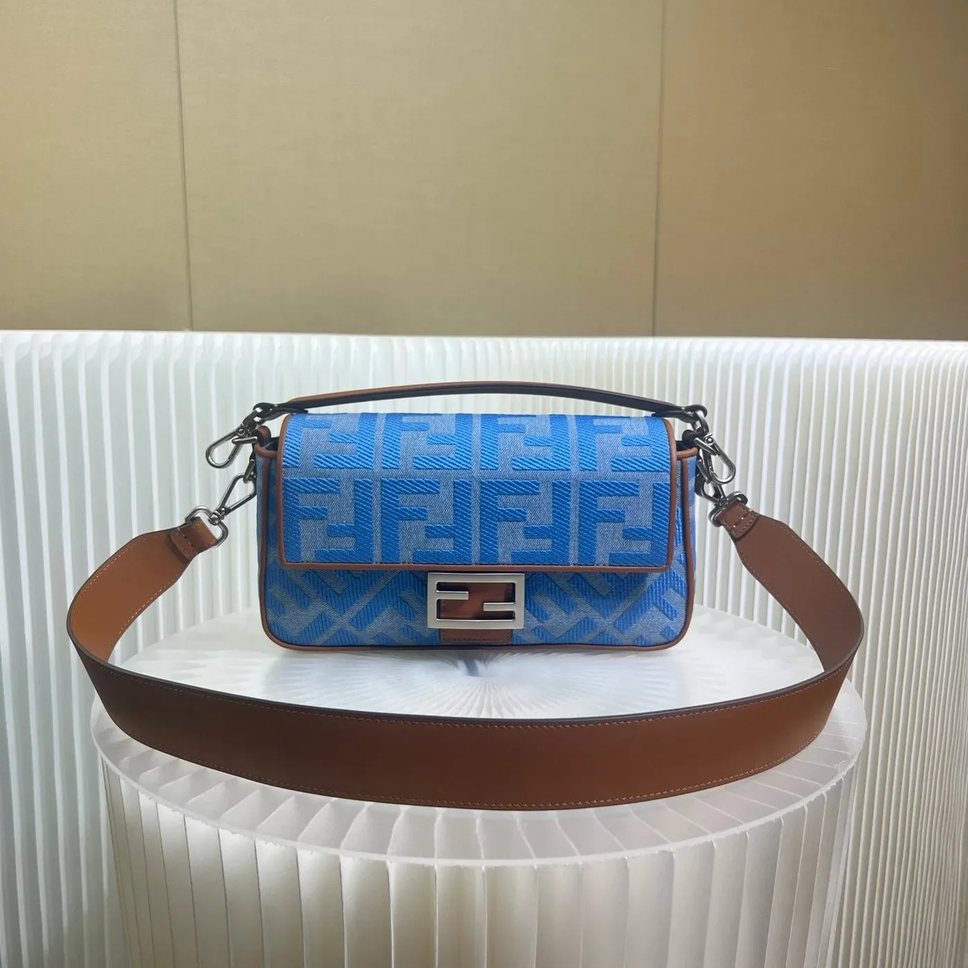 Fendi Denim Bag With FF Embroidery Blue /