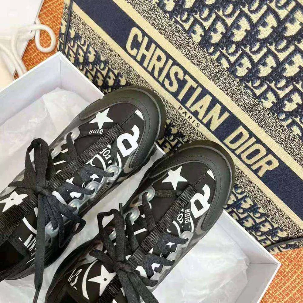 Dior D-Connect Sneaker Black Technical Fabric with Dior Union Print for Women