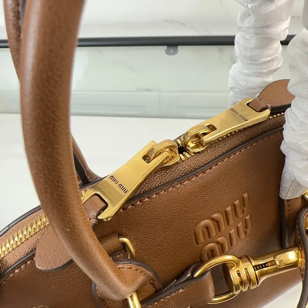 Miu Miu Aventure Nappa Leather Top-handle Bag for Women in Brown Miu Miu Aventure Nappa Leather Top-handle Bag for Women in Brown
