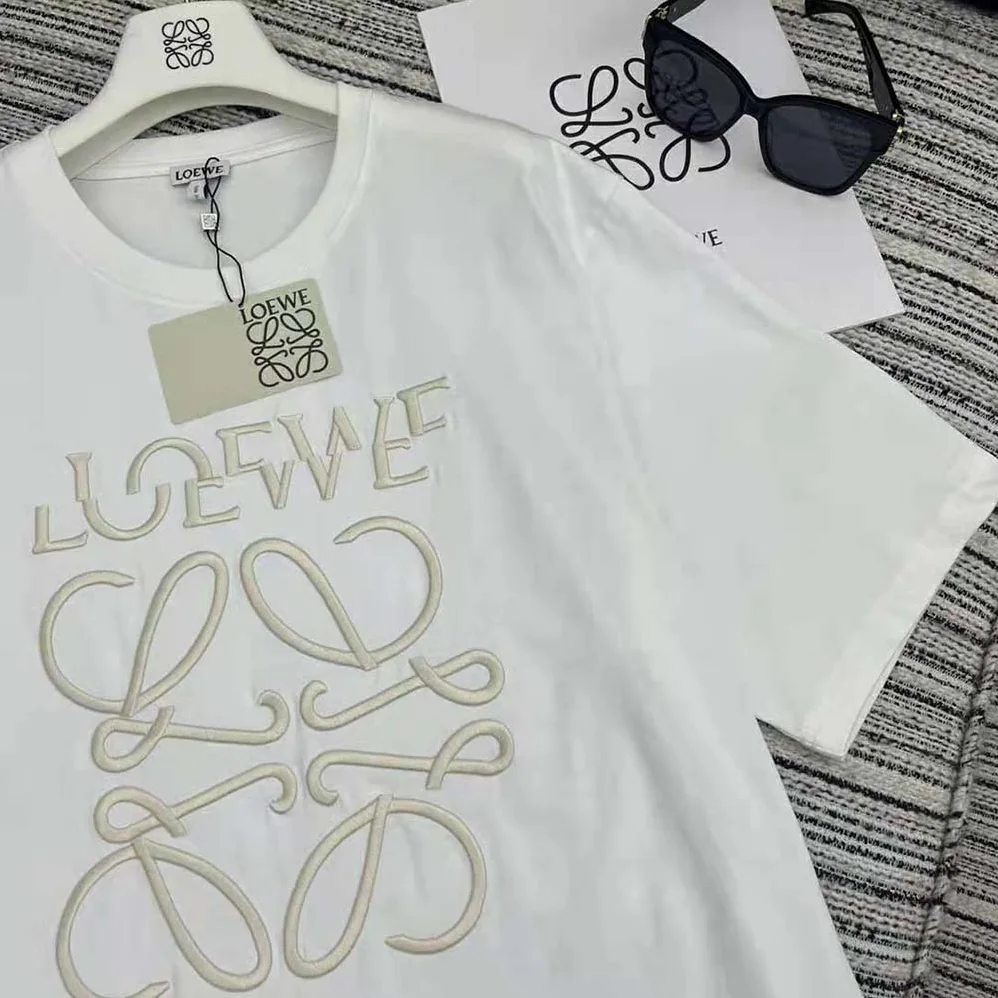 Loewe Loose Fit T-shirt in Cotton for Women in White Loewe Loose Fit T-shirt in Cotton for Women in White