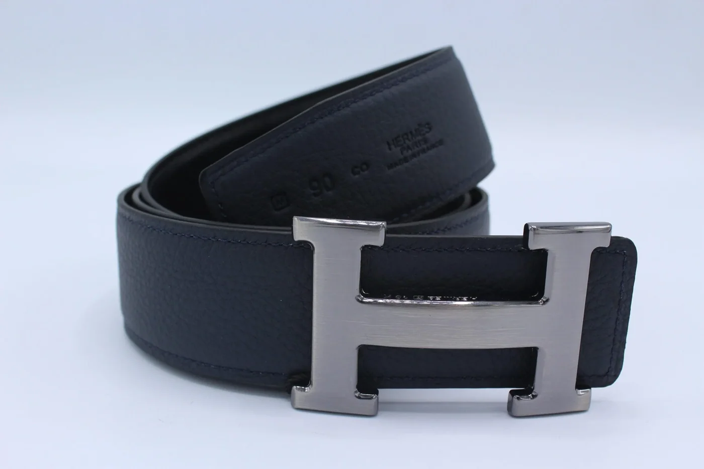 H Buckle Belt Reversible Dark Blue&Black Belt