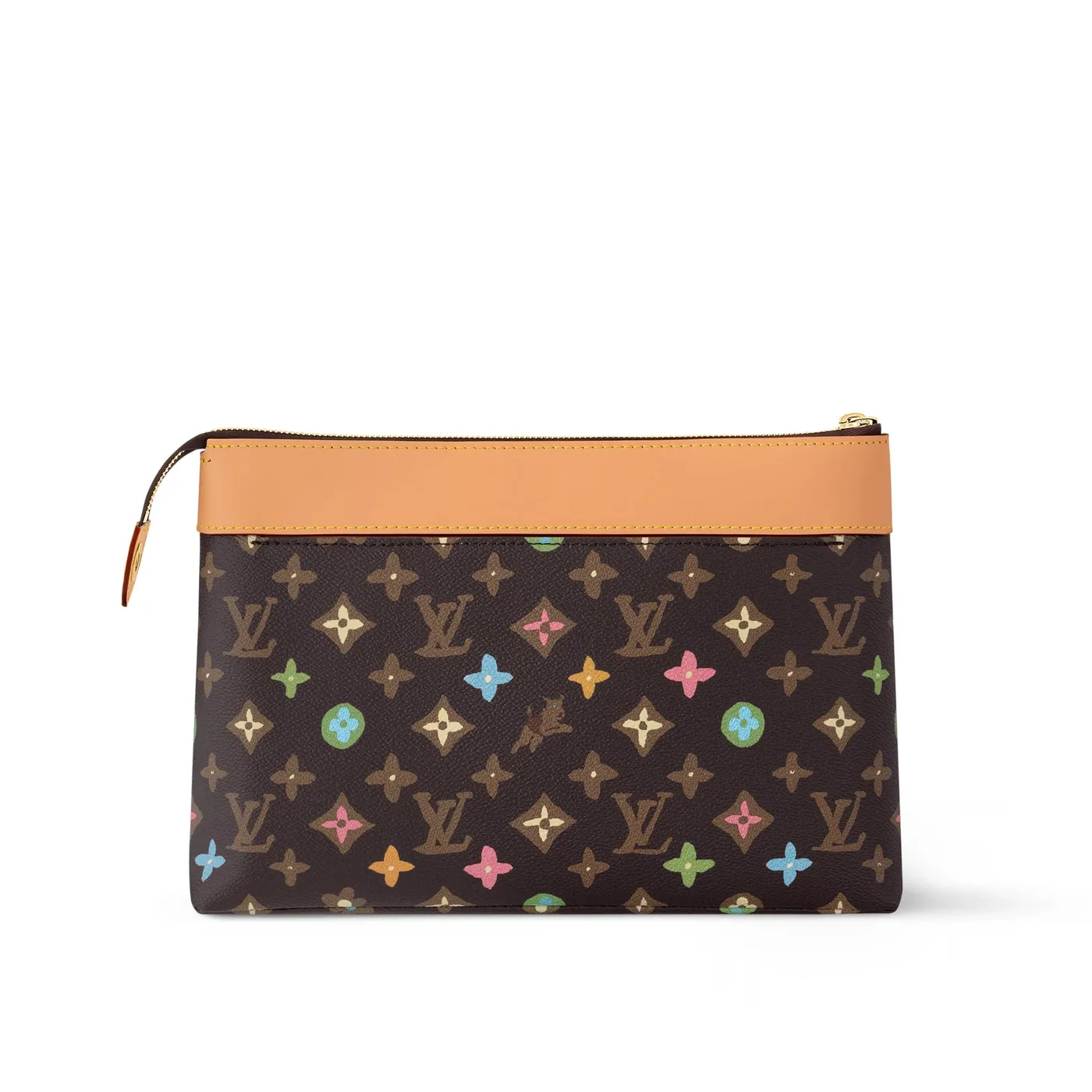 Louis Vuitton Pochette Voyage Souple Pouch / Brown Monogram Craggy Gold Hardware
