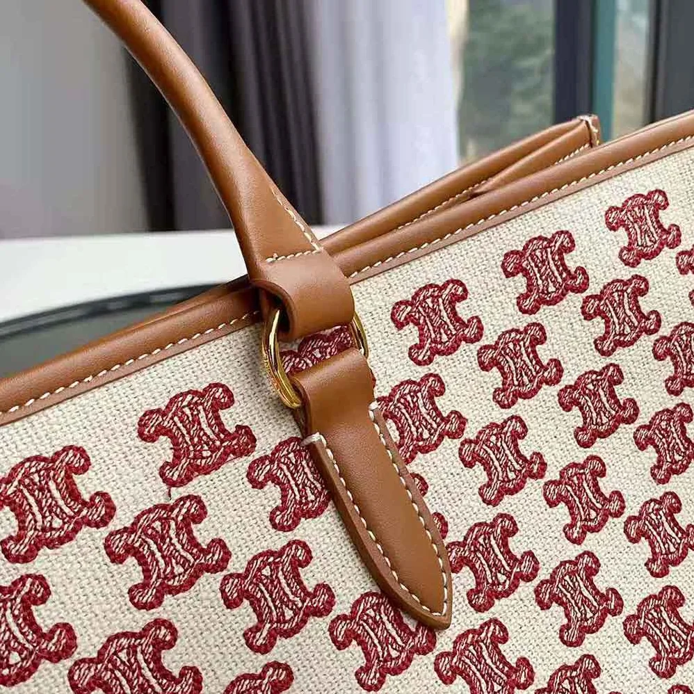 Celine Horizontal Cabas in Textile with Triomphe Embroidery for Women