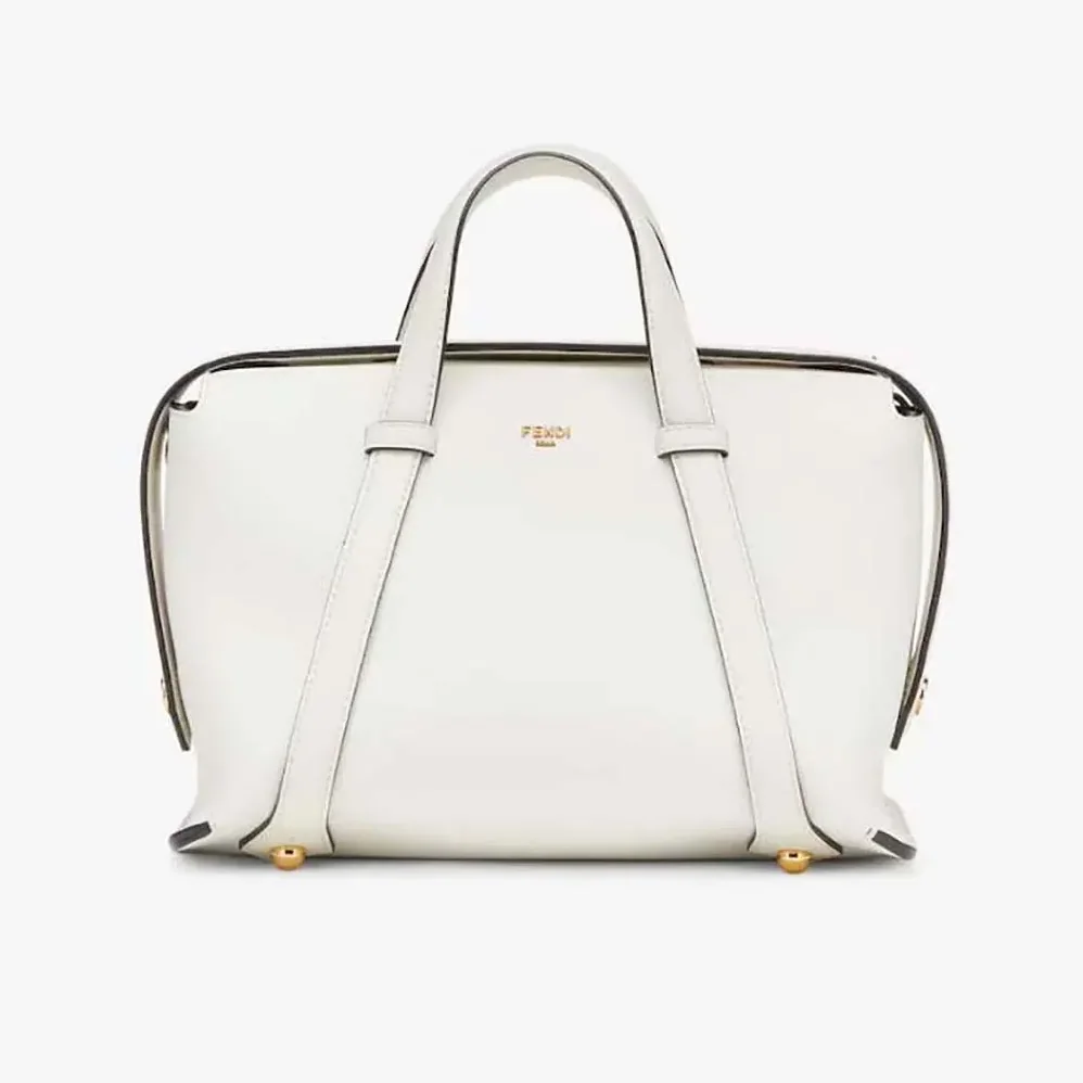 Fendi Boston 365 Lce White Leather Bag for Women Fendi Boston 365 Lce White Leather Bag for Women