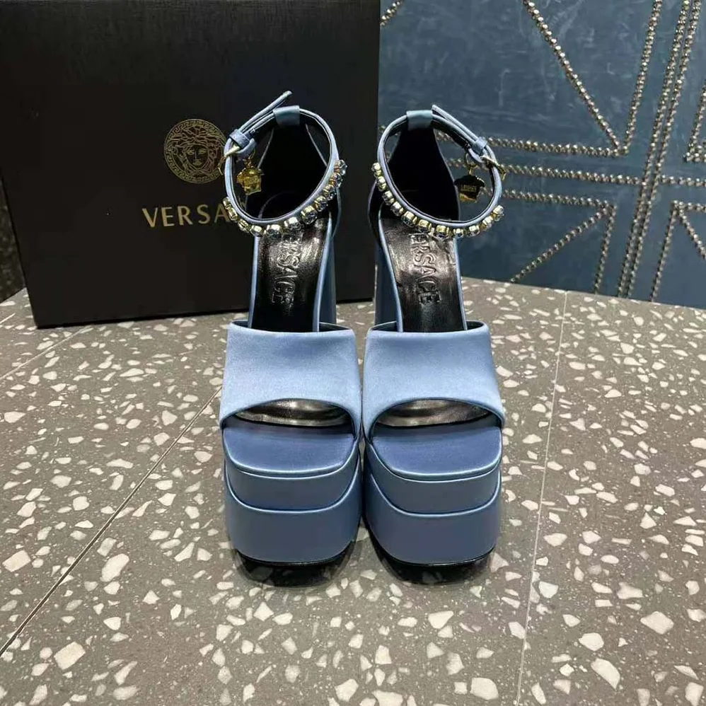 Versace Medusa Aevitas Platform Sandals for Women in Blue