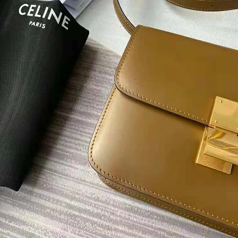 Celine Teen Classic Bag in Box Calfskin for Women in Brown Celine Teen Classic Bag in Box Calfskin for Women in Brown