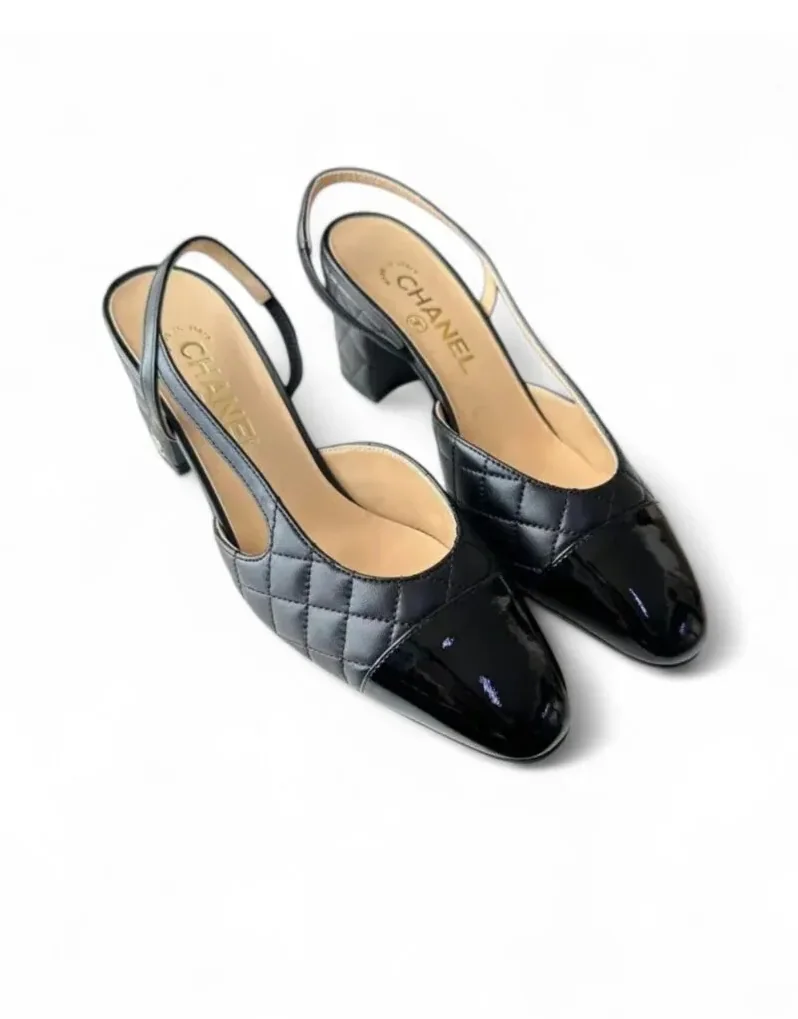 Chanel Patent Slingback Pumps Black Chanel Patent Slingback Pumps Black
