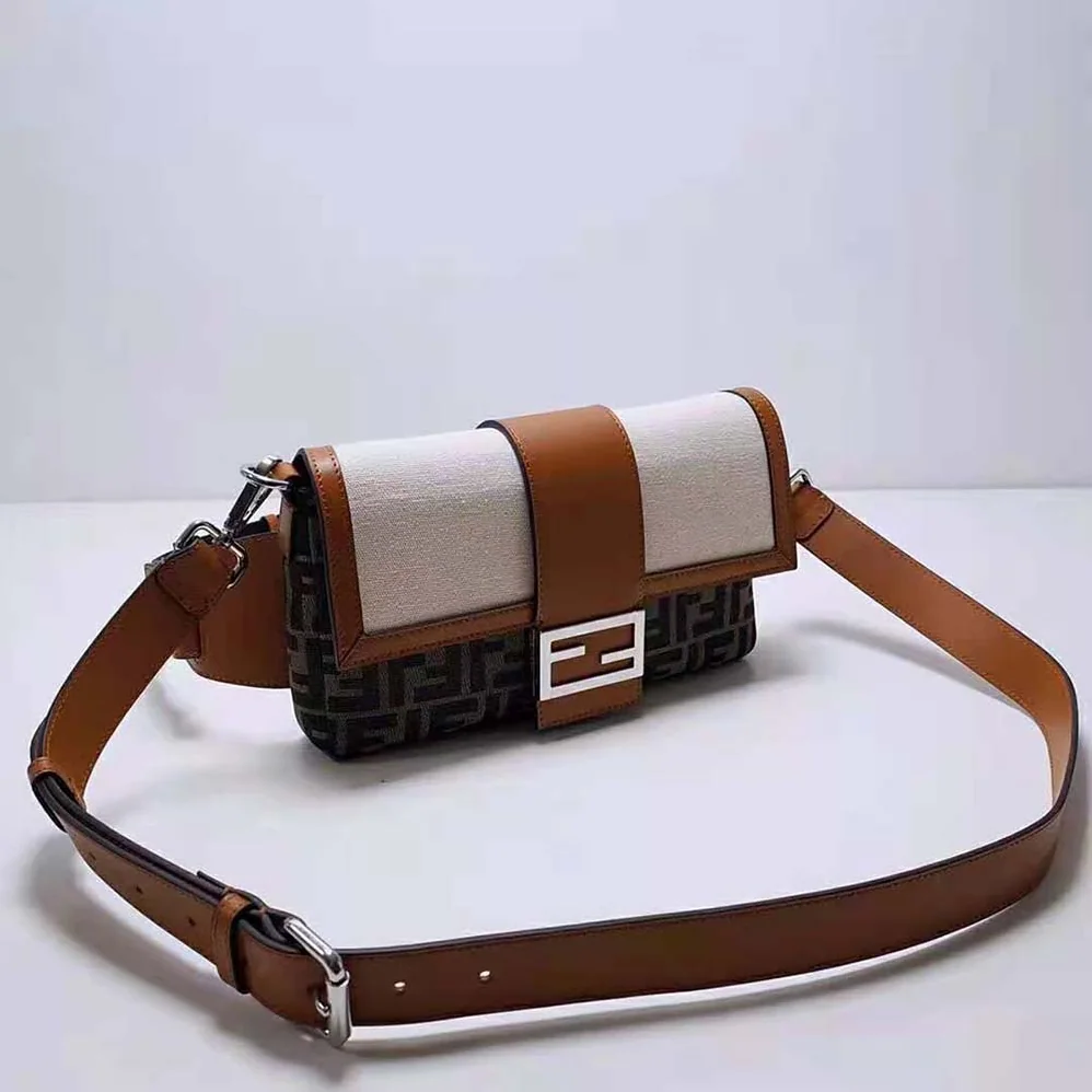Fendi Baguette Brown Fabric Bag for Men in Brown