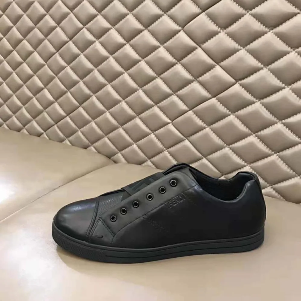 Fendi Sneakers Black Leather Slip for Men in ons Fendi Sneakers Black Leather Slip for Men in ons