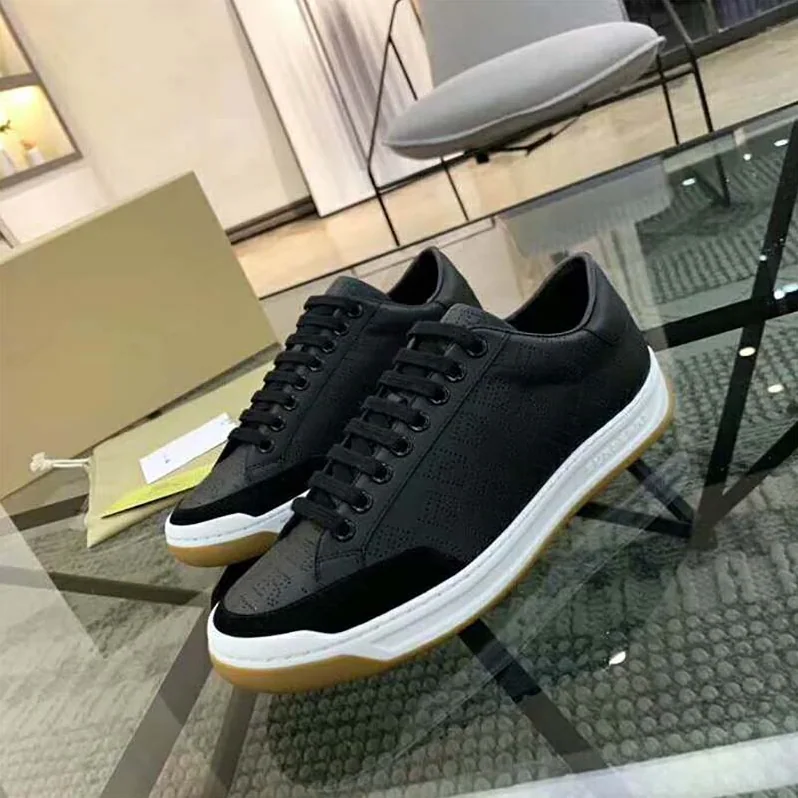 Burberry Shoes Logo Print Leather Sneakers for Men in Black Burberry Shoes Logo Print Leather Sneakers for Men in Black