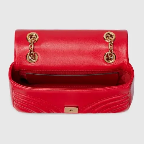 Gucci Marmont Small Shoulder Bag in Bright Red Gold Hardware