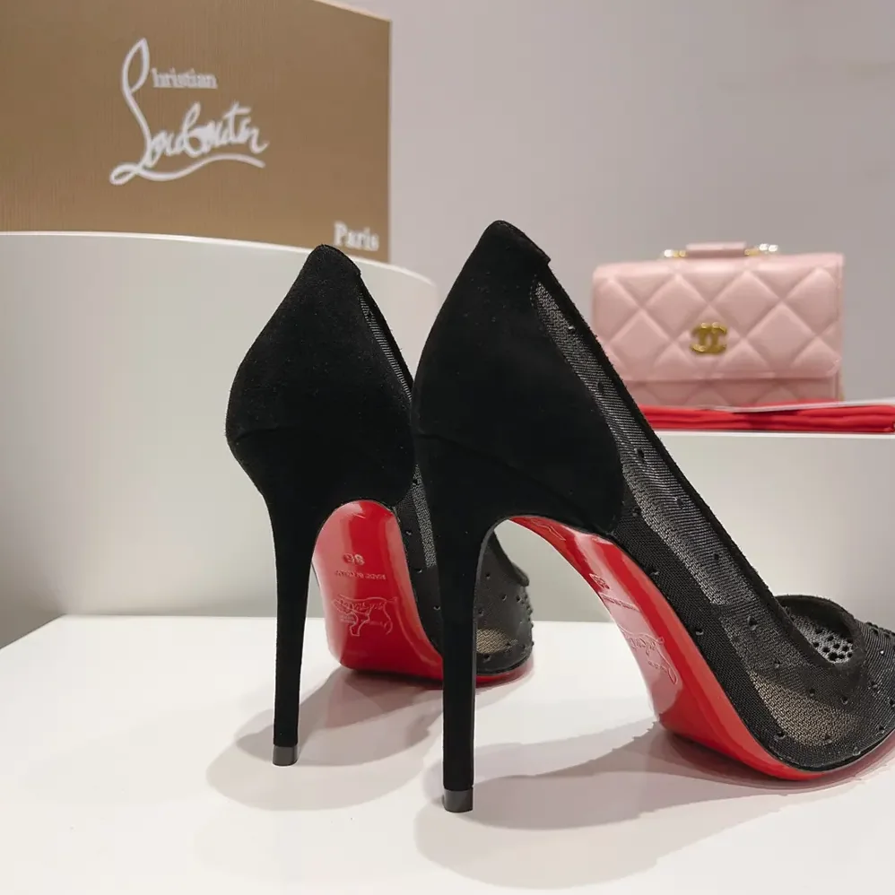 Christian Louboutin Follies Strass 100 mm Pumps Suede Calf for Women in Black Christian Louboutin Follies Strass 100 mm Pumps Suede Calf for Women in Black