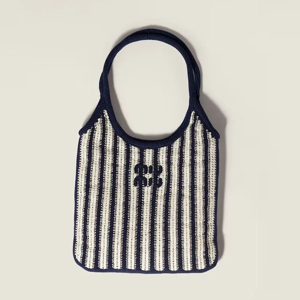 Miu Miu Ivy Crochet Bag for Women in Blue/Chalk White