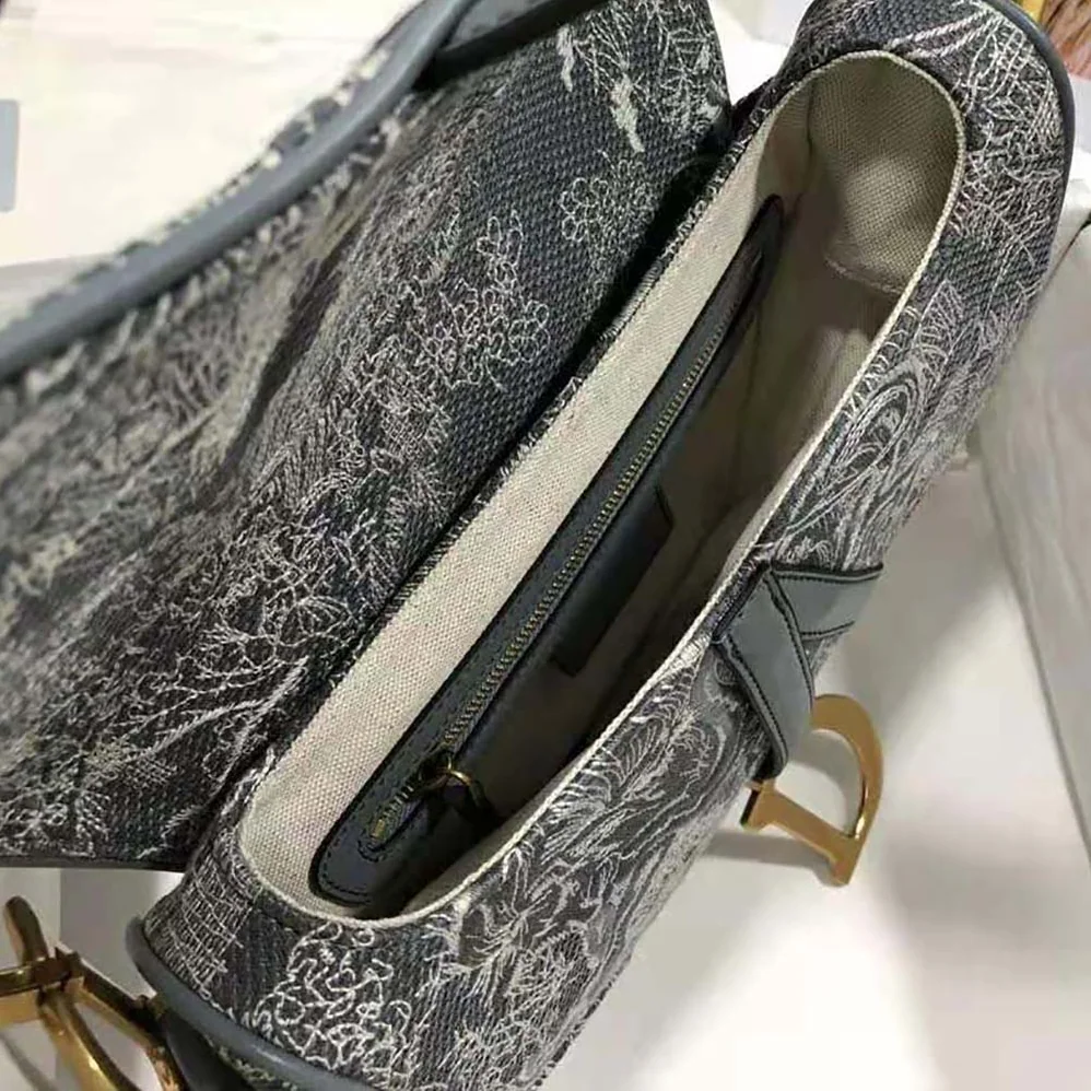 Dior Saddle Bag Toile DE Jouy Reverse Jacquard for Women in Silver Dior Saddle Bag Toile DE Jouy Reverse Jacquard for Women in Silver
