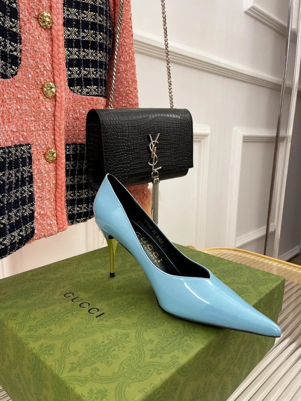 Gucci High in Heel Pump Light Blue Gucci High in Heel Pump Light Blue