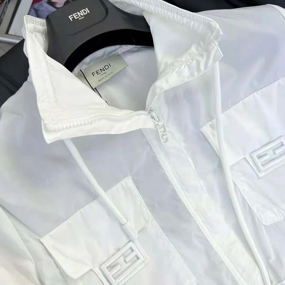 Fendi High Collar Shirt White Cotton Dress for Women