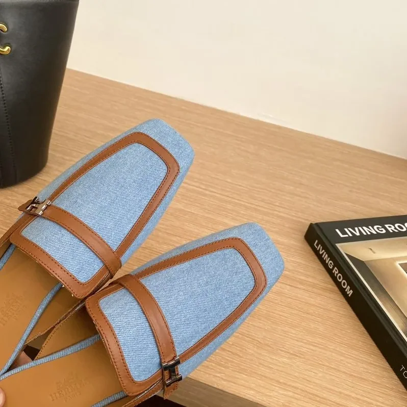 Hermes Groupie Mules Blue