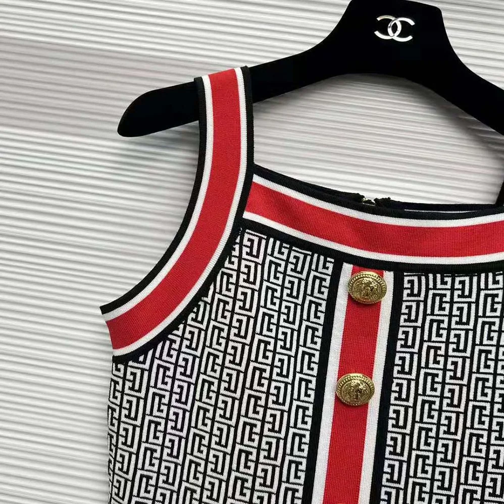 Balmain Short Monogrammed Knit Dress for Women Balmain Short Monogrammed Knit Dress for Women