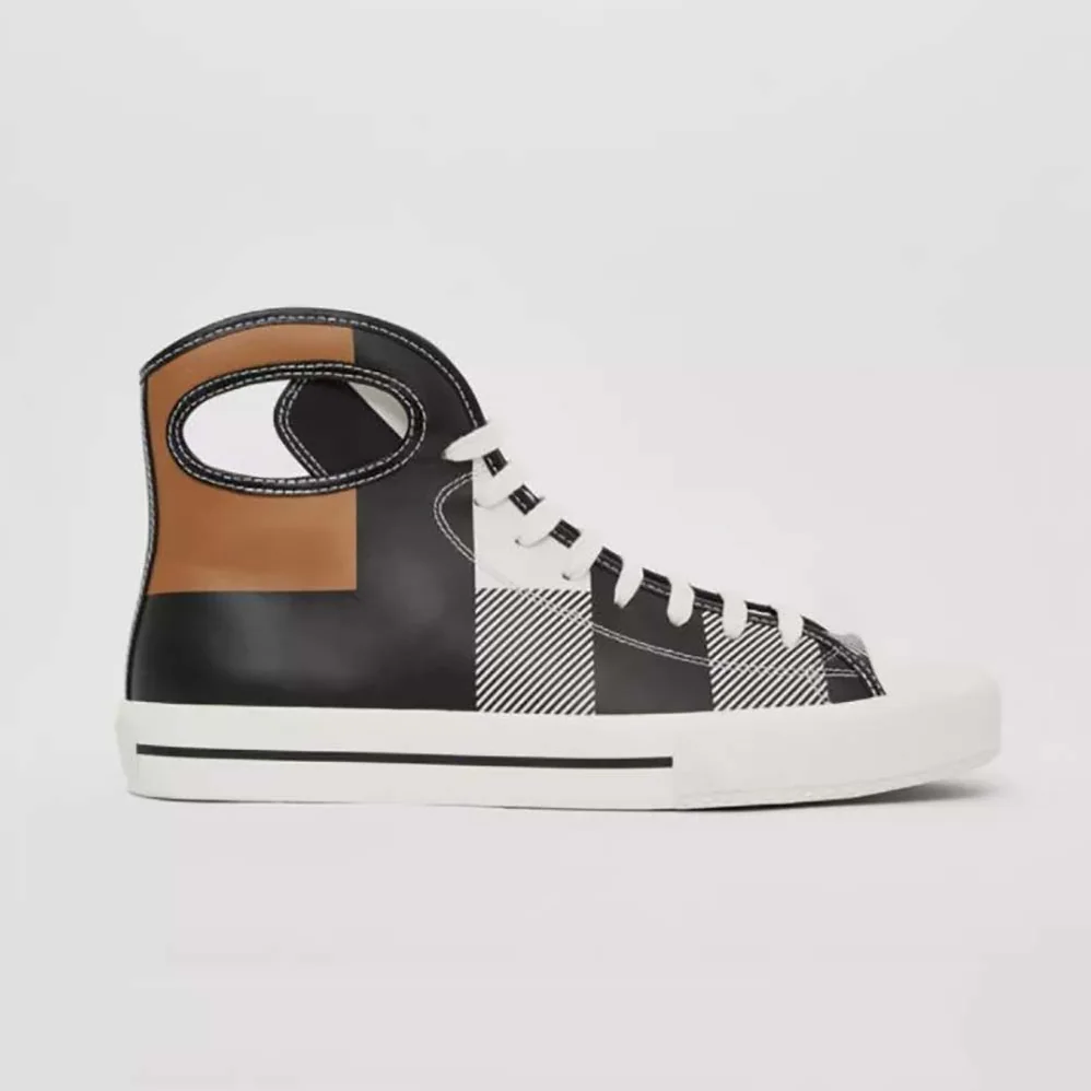 Burberry Porthole Detail Check Print Leather High for Men in top Sneakers Burberry Porthole Detail Check Print Leather High for Men in top Sneakers