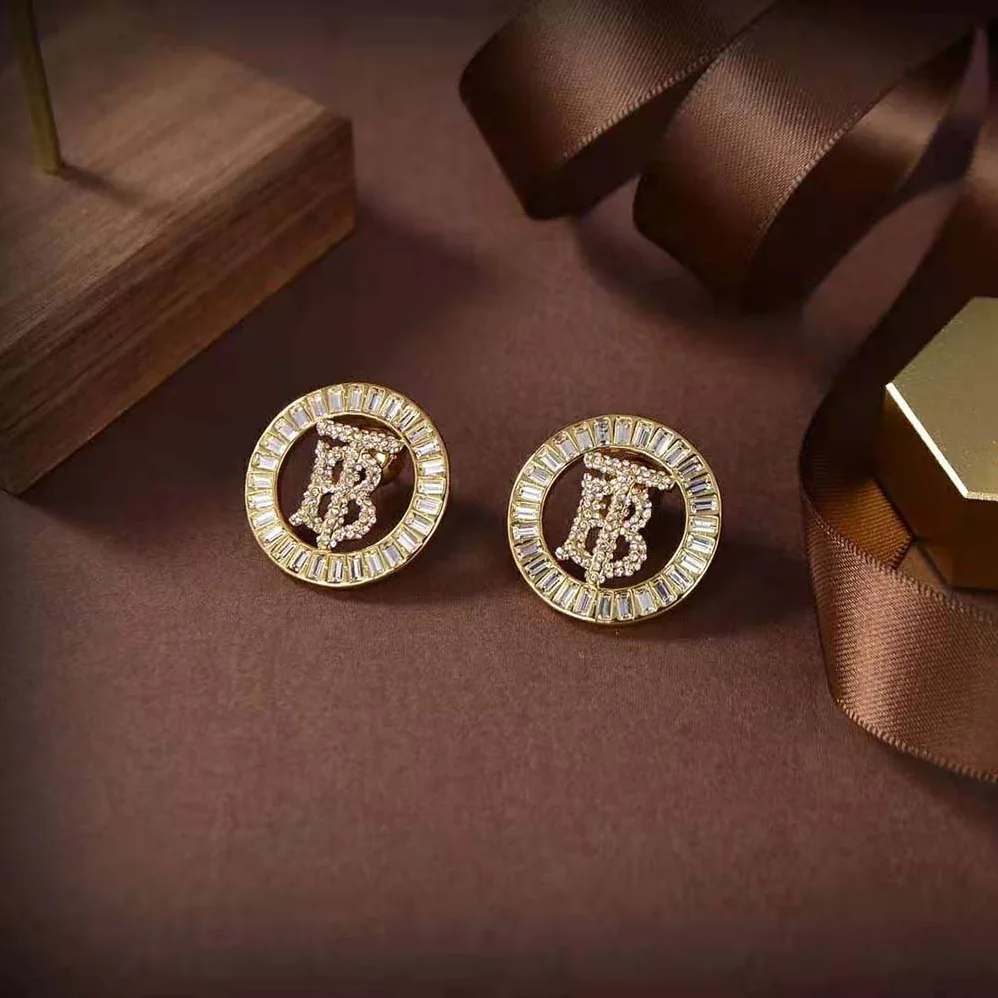 Burberry Crystal Detail Gold for Women in plated Monogram Motif Earrings Burberry Crystal Detail Gold for Women in plated Monogram Motif Earrings