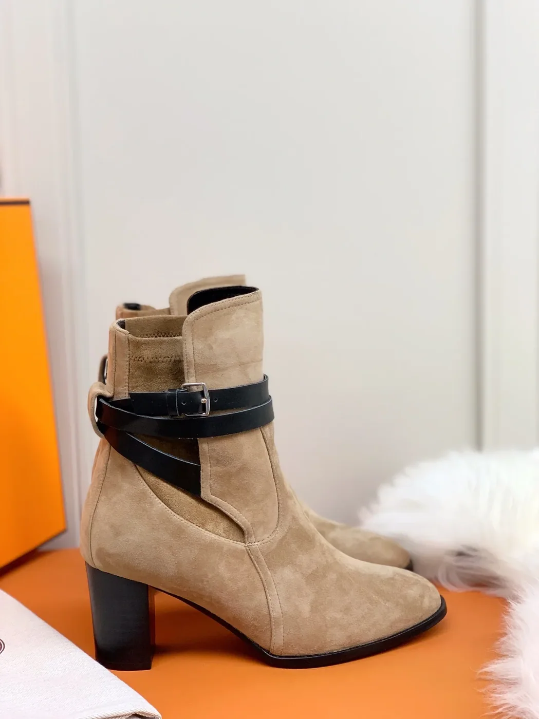Hermes Frenchie 70 Ankle Boots Beige /