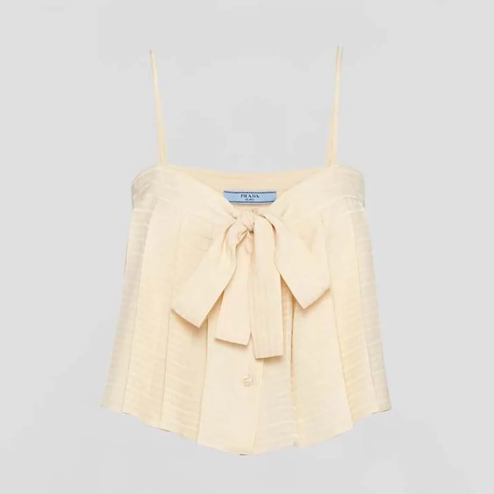 Prada Crêpe de Chine Jacquard Top for Women Prada Crêpe de Chine Jacquard Top for Women