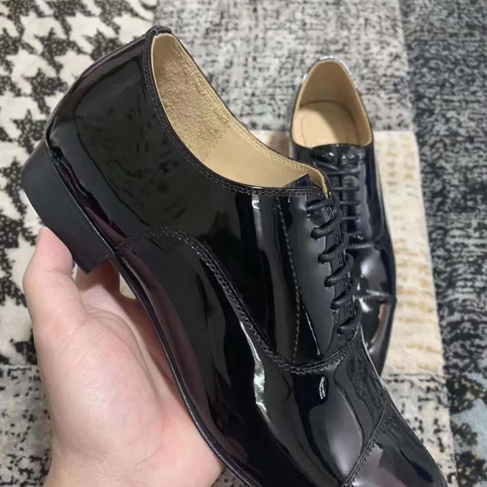 Christian Louboutin Greggo Lace-up Shoes in Patent Calf Leather for Men in Black Christian Louboutin Greggo Lace-up Shoes in Patent Calf Leather for Men in Black