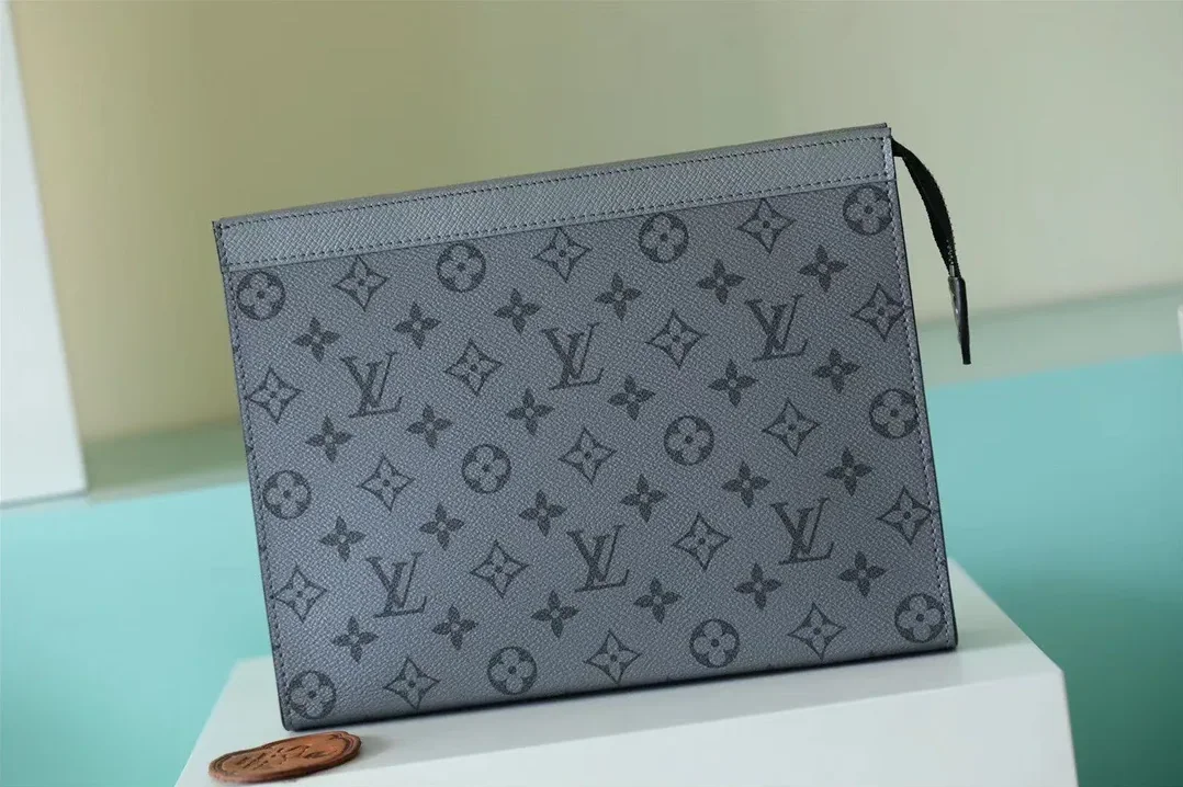 Louis Vuitton Pochette Voyage MM Pouch in Gunmetal Gray Silver Hardware