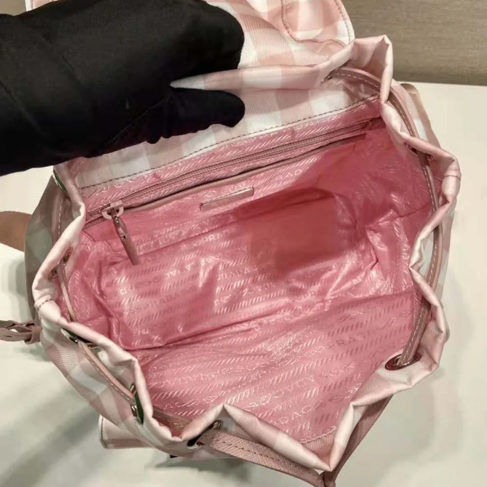 Prada Small Printed Re-Nylon Backpack for Women in Pink