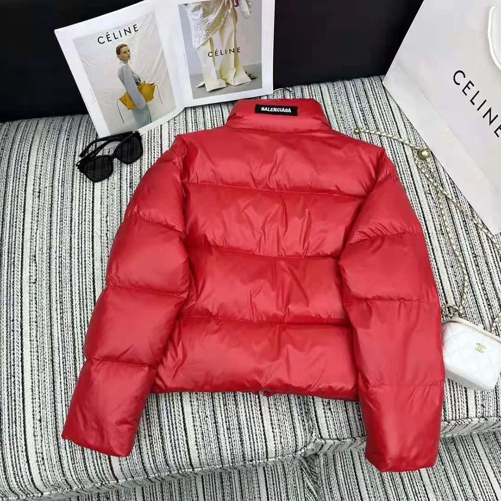 Balenciaga Shrunk Puffer in Red Shiny Coated Nylon for Men Balenciaga Shrunk Puffer in Red Shiny Coated Nylon for Men