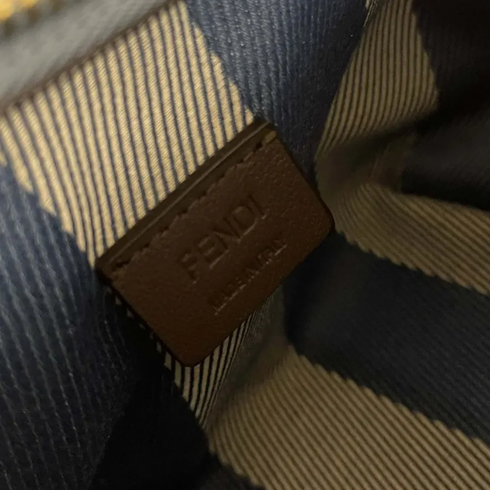 Fendi Roll Mini Blue Denim-effect FF Jacquard Mini for Women in bag