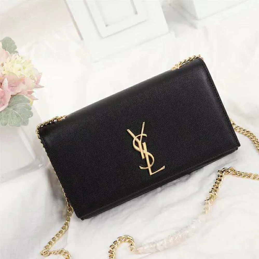 Saint Laurent YSL Kate Medium Grain De Poudre Embossed for Women in Gold